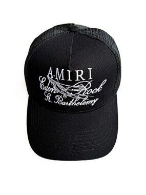 AMIRI Black Trucker Cap with White Script Logo